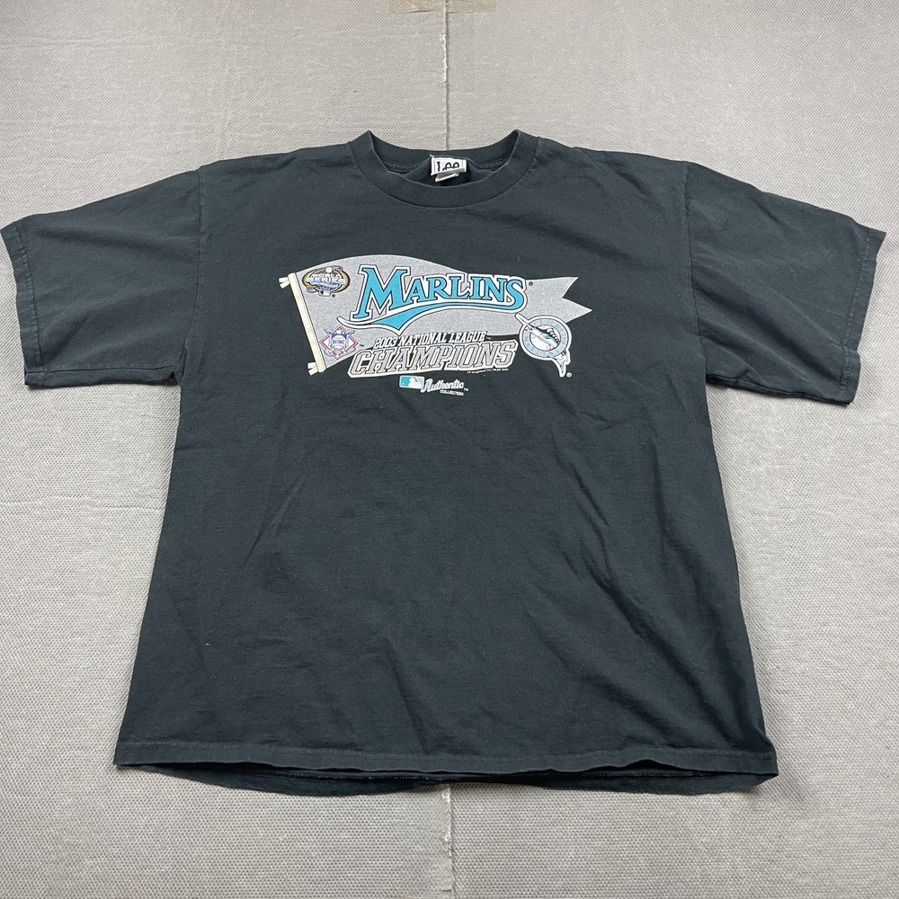 Vintage Florida Marlins Shirt Mens XL MLB‎ Baseball 2003 Champions Tee 2000s Lee